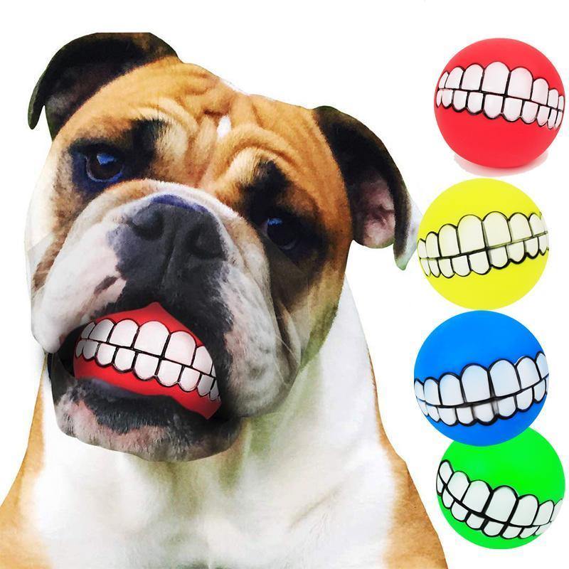 2 pcs Pet Ball with Funny Teeth