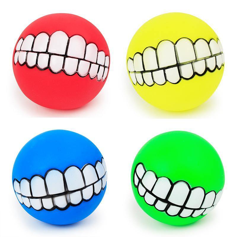 2 pcs Pet Ball with Funny Teeth