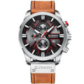 Relógio Couro Curren Masculino - Casual Style Watch relógio 044 AmploTech Prata/Marrom 